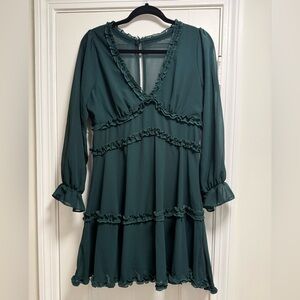 Elegant Green Ruffle Dress